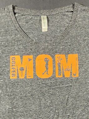 Golfer Mom Graphic Tee Heather Grey & Neon Orange Large